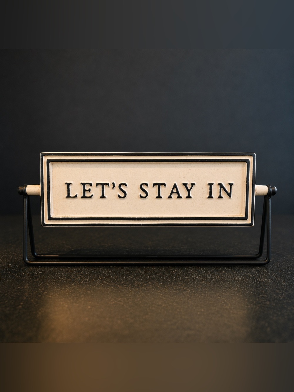 Double-Sided “Let’s Stay In / Let’s Go Out” Ceramic Flip Sign